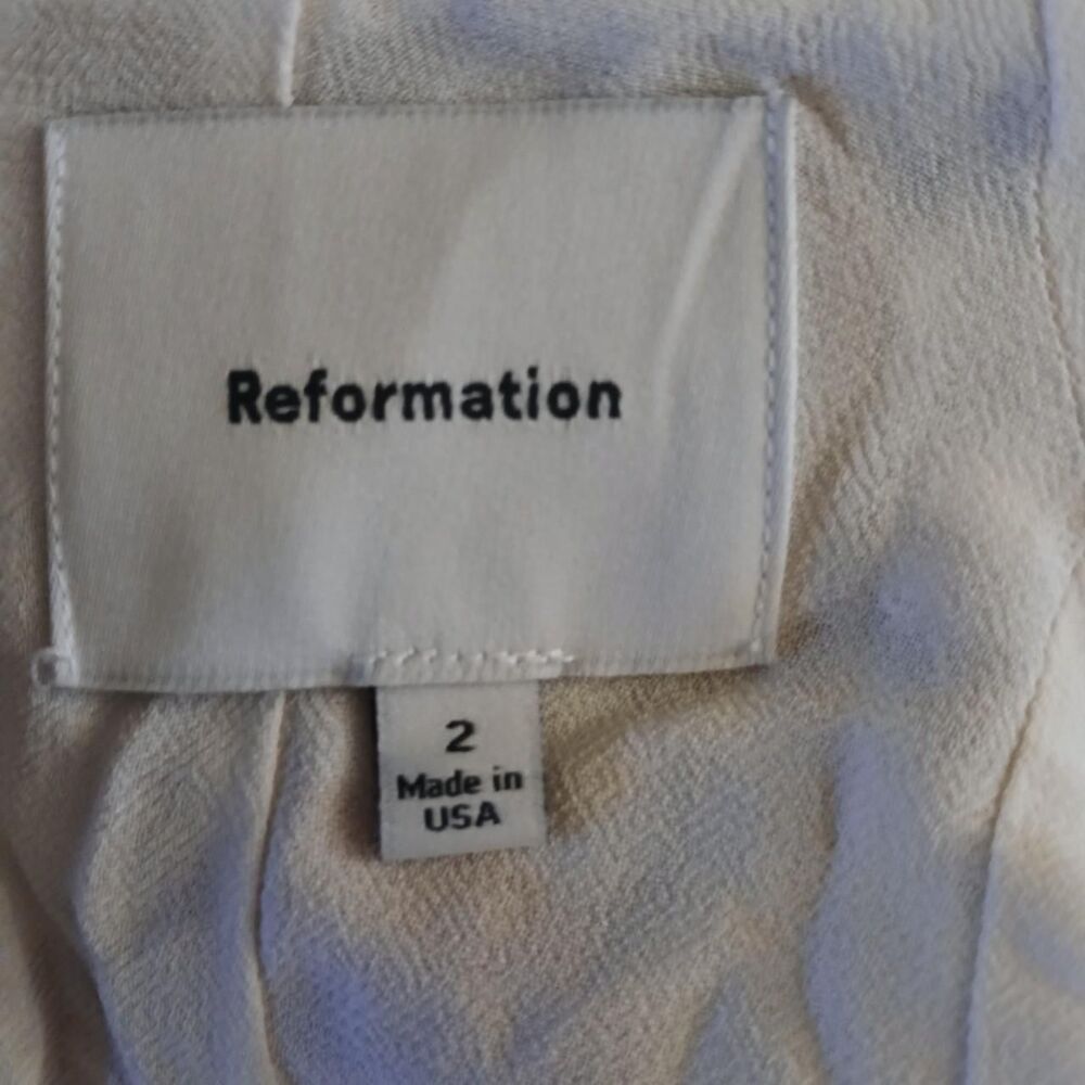 Reformation White Maven Mini Dress Floral Cap Sleeve Mock Neck Drop Waist 2 - Picture 8 of 8